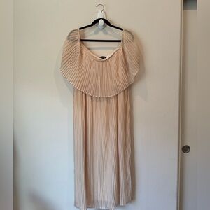 Chic Cream Pleated Midi Dress